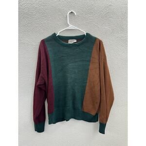 Whats Next Womens Sweater Size Medium Long Sleeve Color Block Vintage USA Made